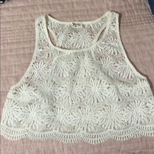 White lace crop top